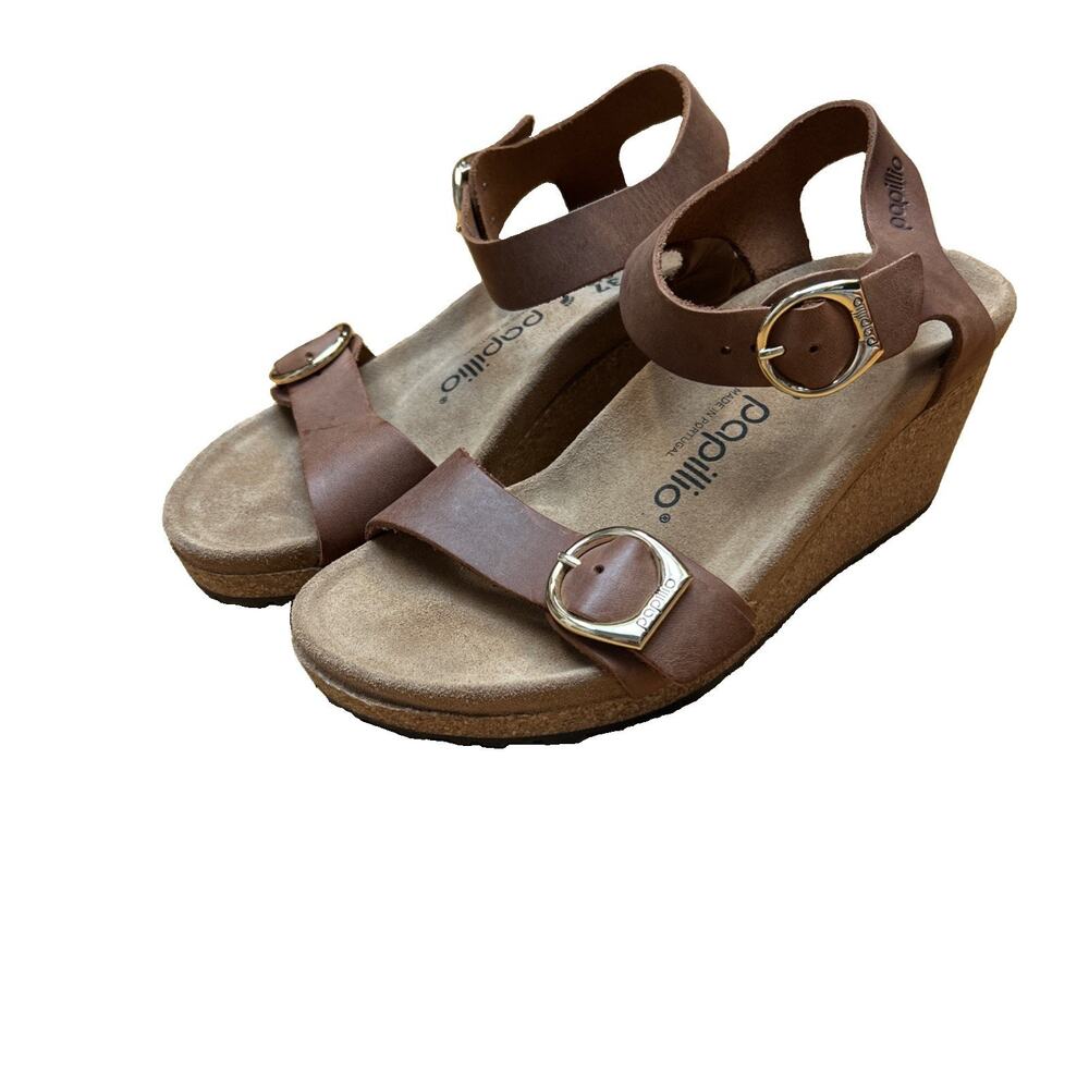 Papillio Birkenstock Women’s 6 Soley Ring Buckle Wedge Sandals Tan 36 EU Strap